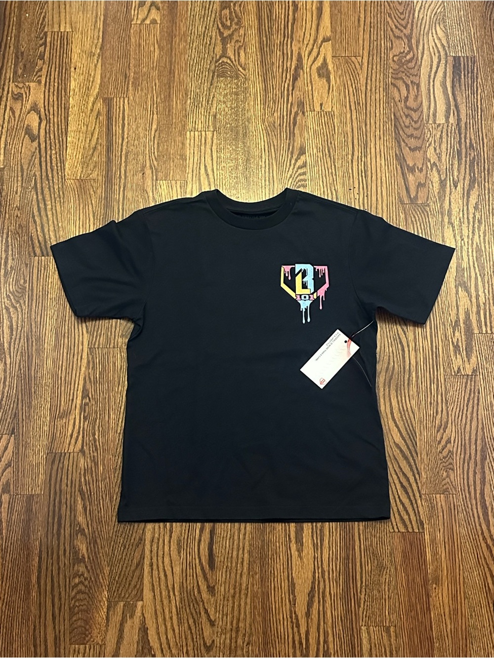 BL101 Baseball Lifestyle 101 Black Graphic Tee with Colorful Drip Logo